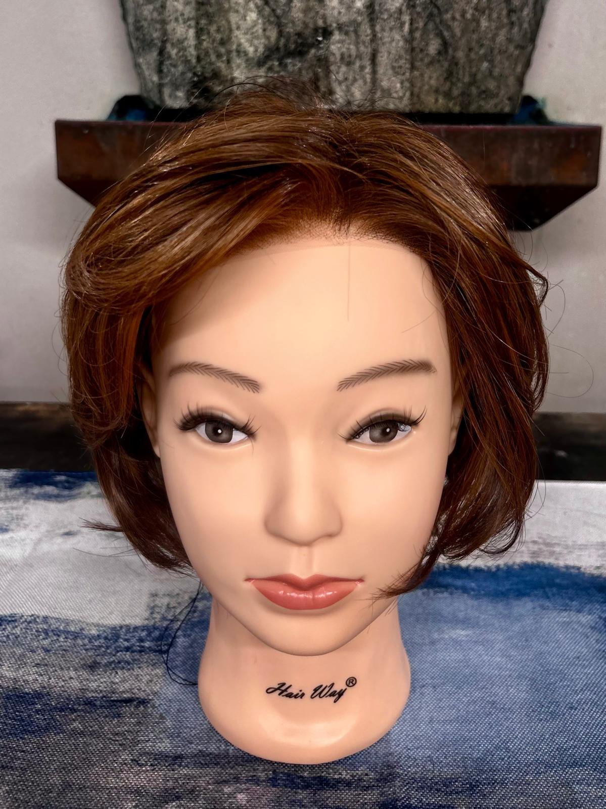 Short auburn layered wig with natural volume
